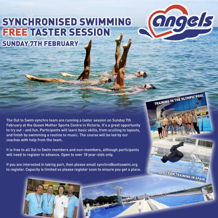 Synchronised Swimming Free Taster Session: Sunday 7th February. Out to Swim promotional advertisement