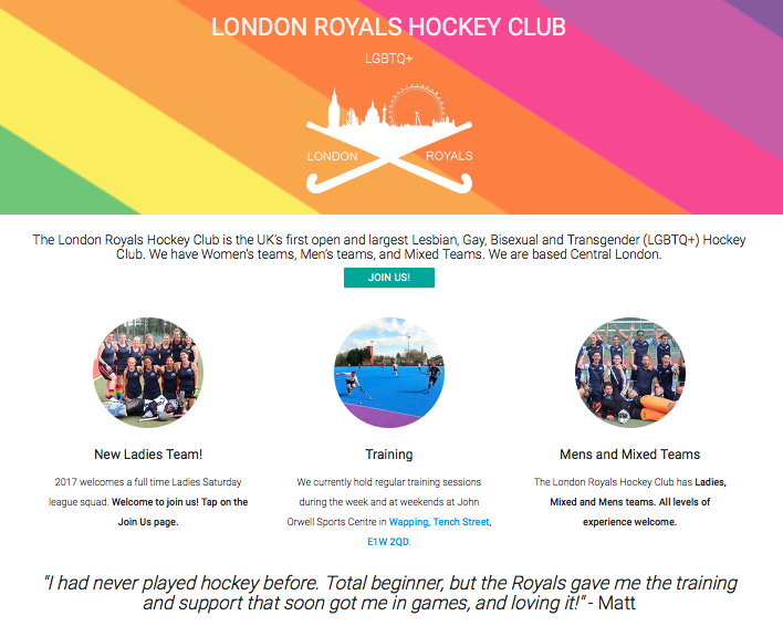 London Royals Hockey Club website screenshot