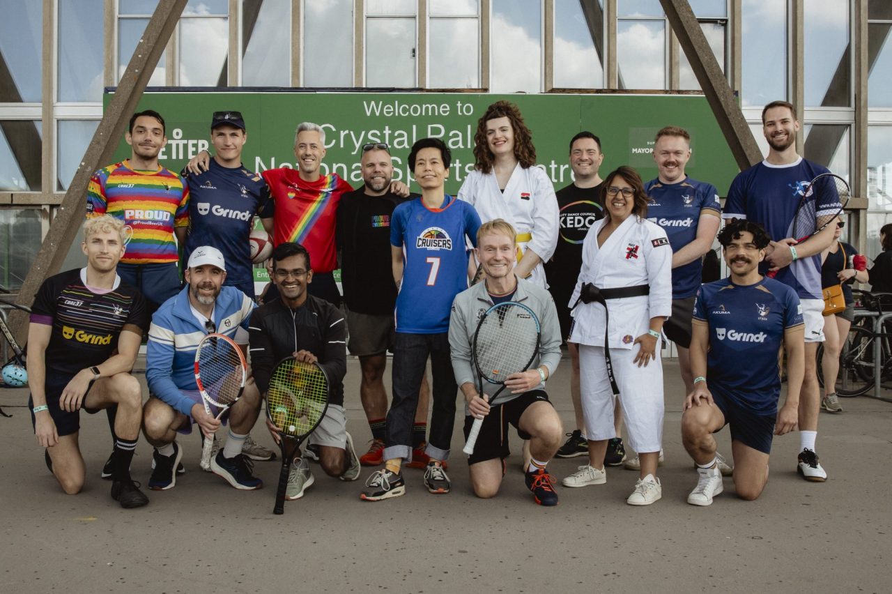 A mix of representatives from Out For Sport member clubs outside Crystal Palace National Sports Centre