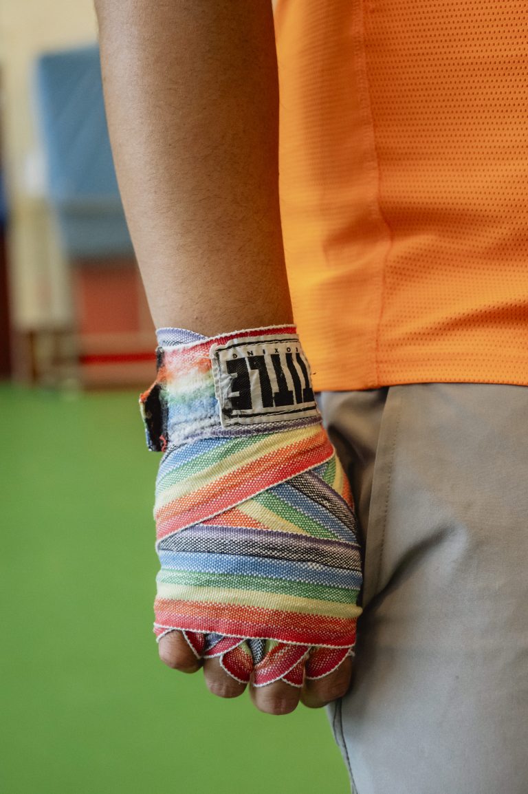 Individual from LGBTQ+ sports club Knockout Boxing at an Out For Sport event